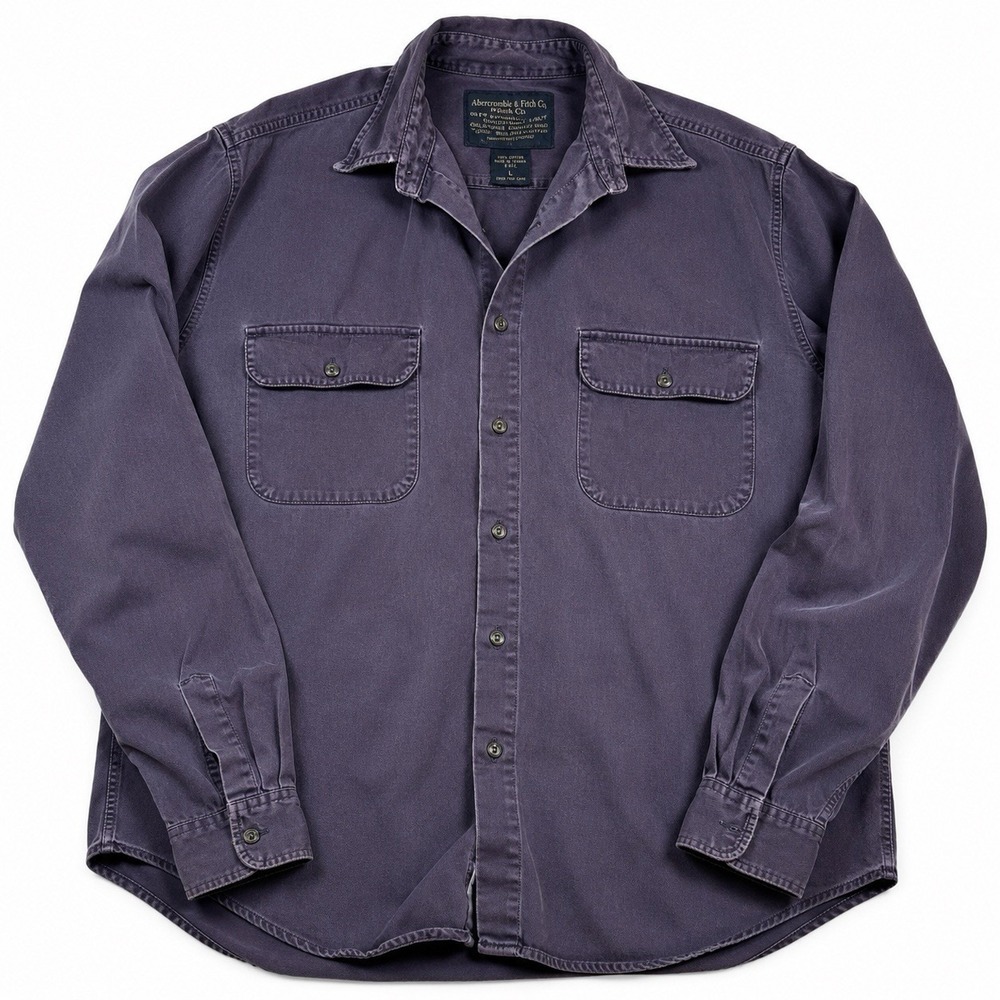 Vintage Abercrombie & Fitch Work Shirt Mens Large Purple Button Up Cotton USA
